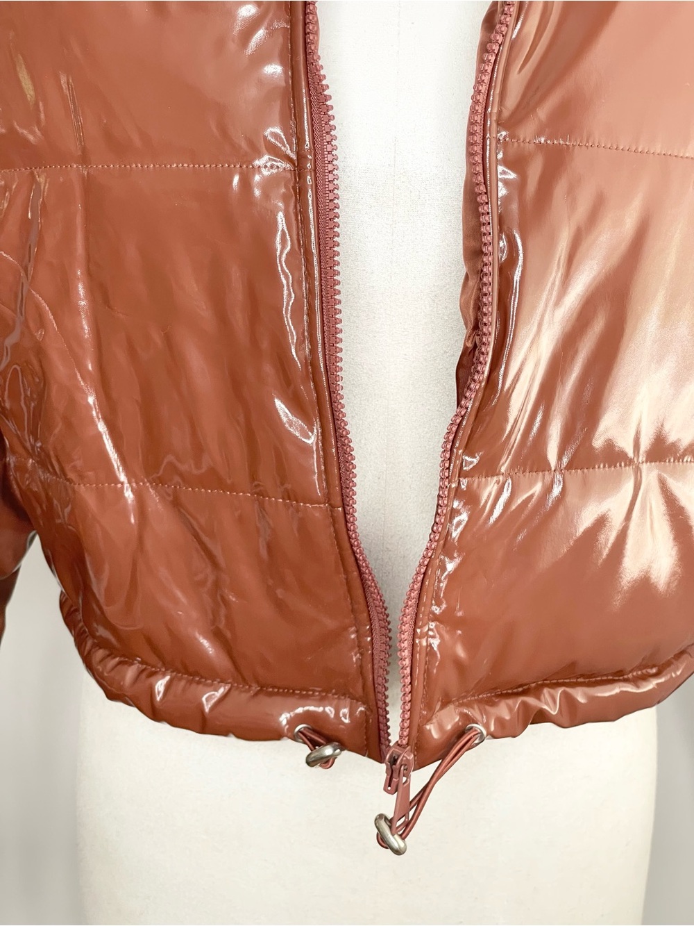 Daisy Shiny Cropped Puffer Jacket - Brown - Picture 2 of 12